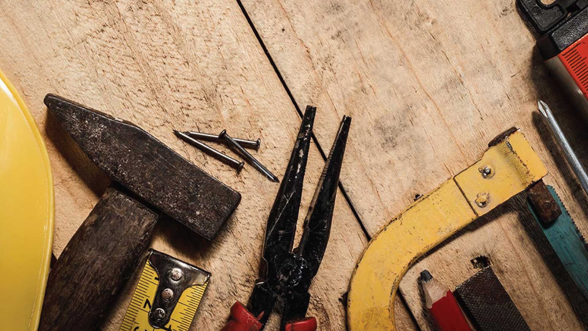 tools across a table