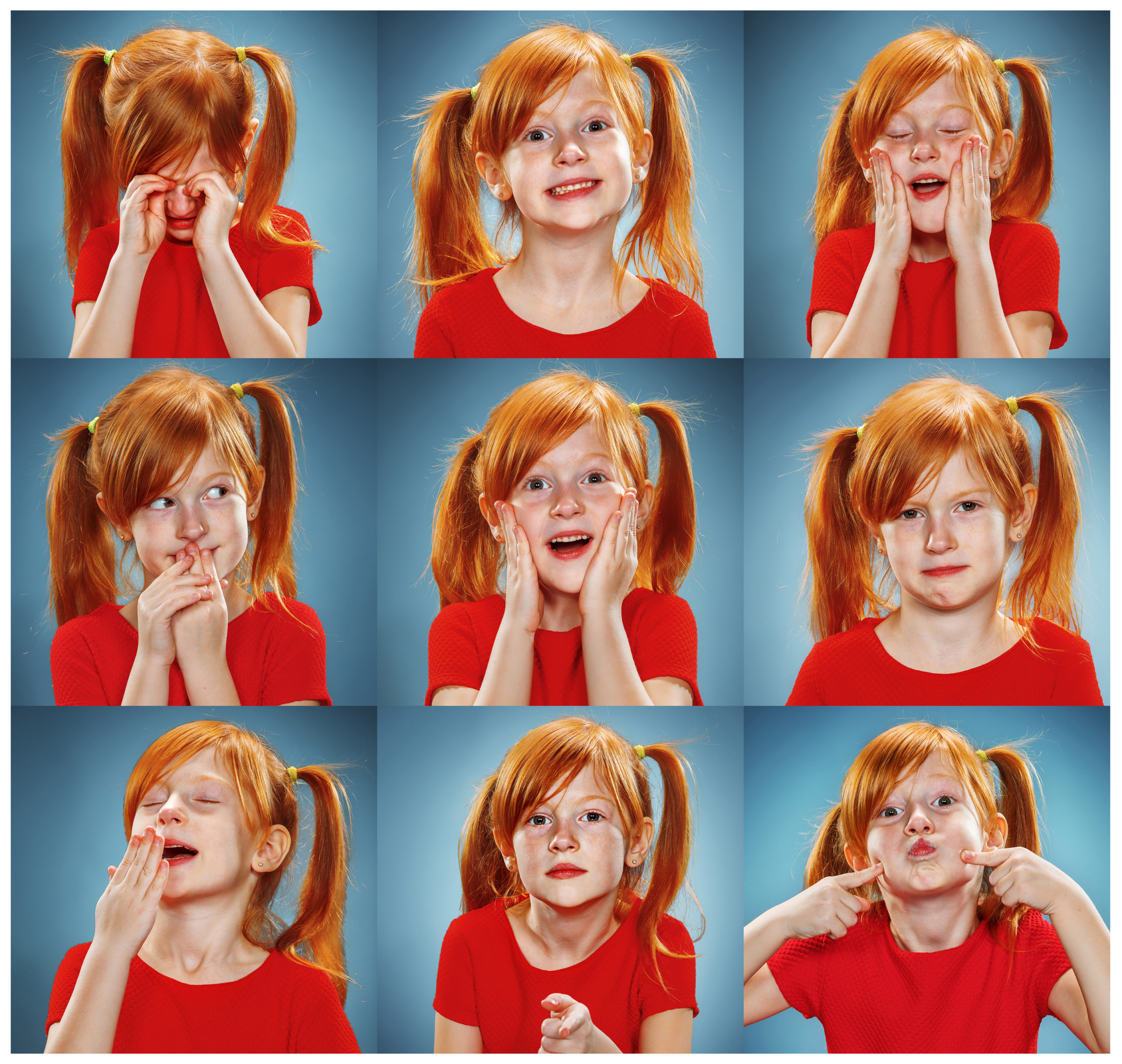 collage of girl showing different emotions