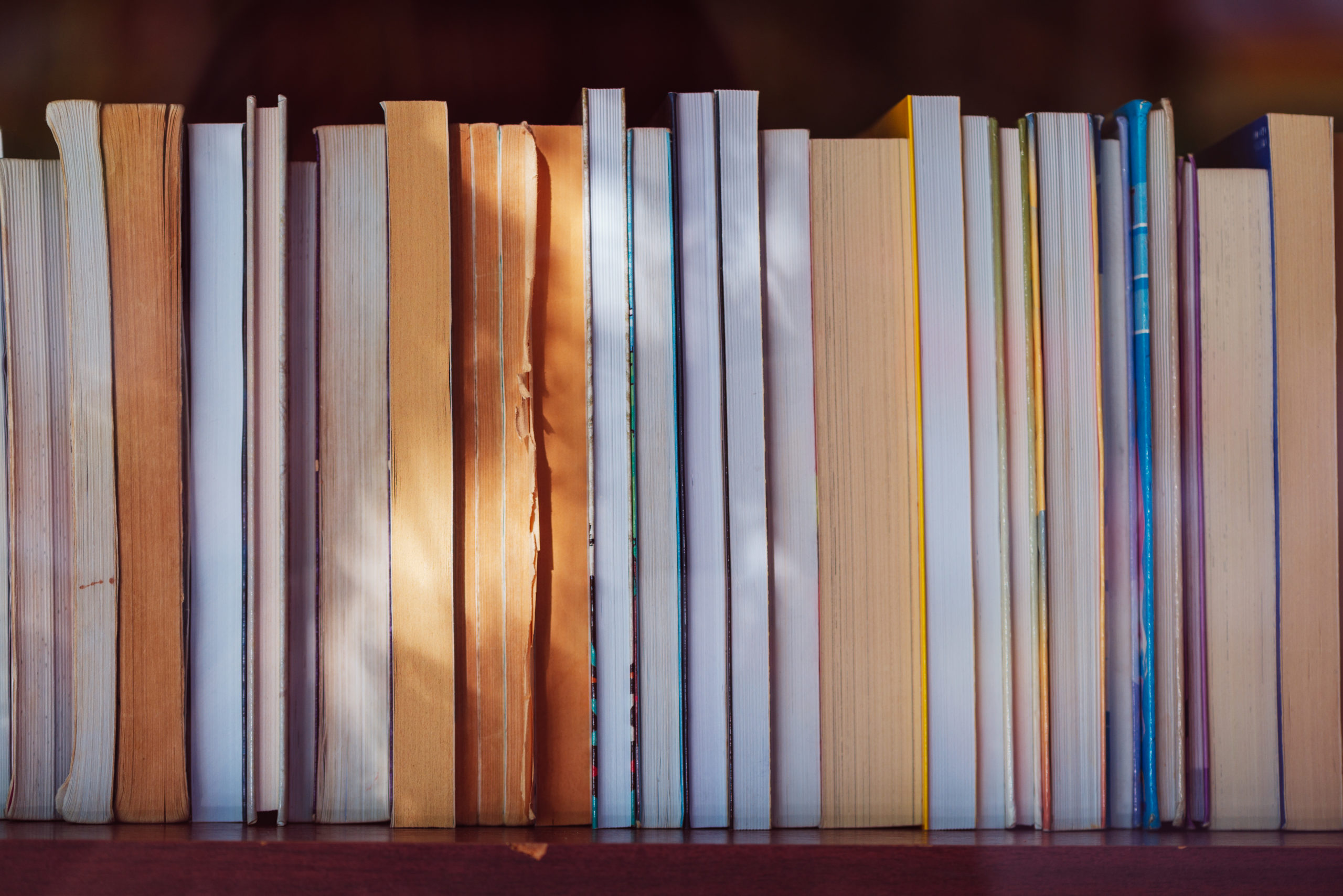 library books on a shelf