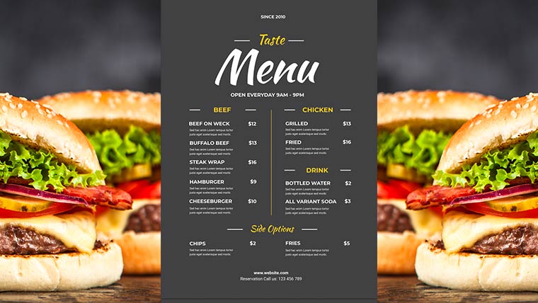 Food Menu Board