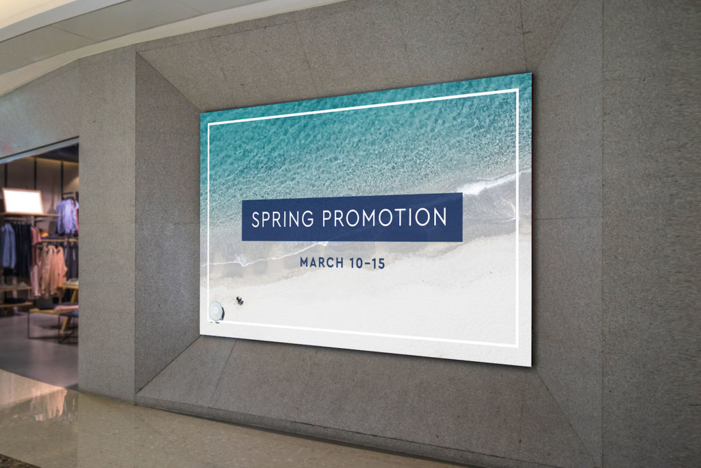 Promotional digital sign in a shopping mall