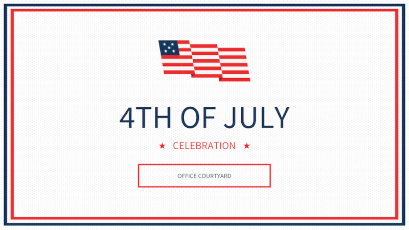 Enplug's Holiday App showing the 4th of July template