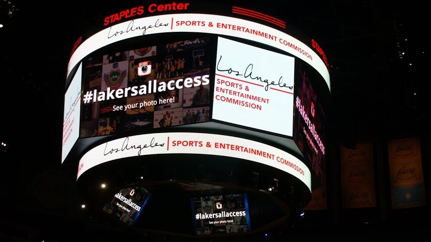 Lakers monthly digital signage Enplug