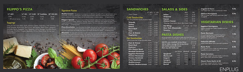 digital menu design template restaurant