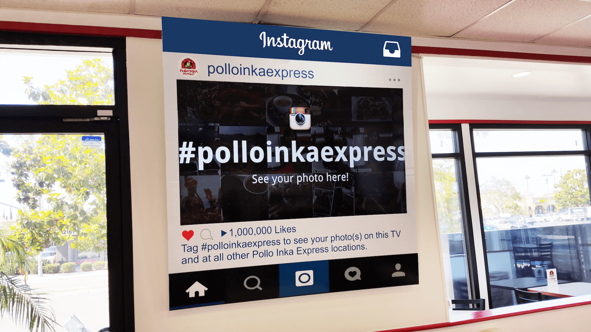 Enplug digital signage at Pollo Inka fast casual franchise with social media #polloinkaexpress 