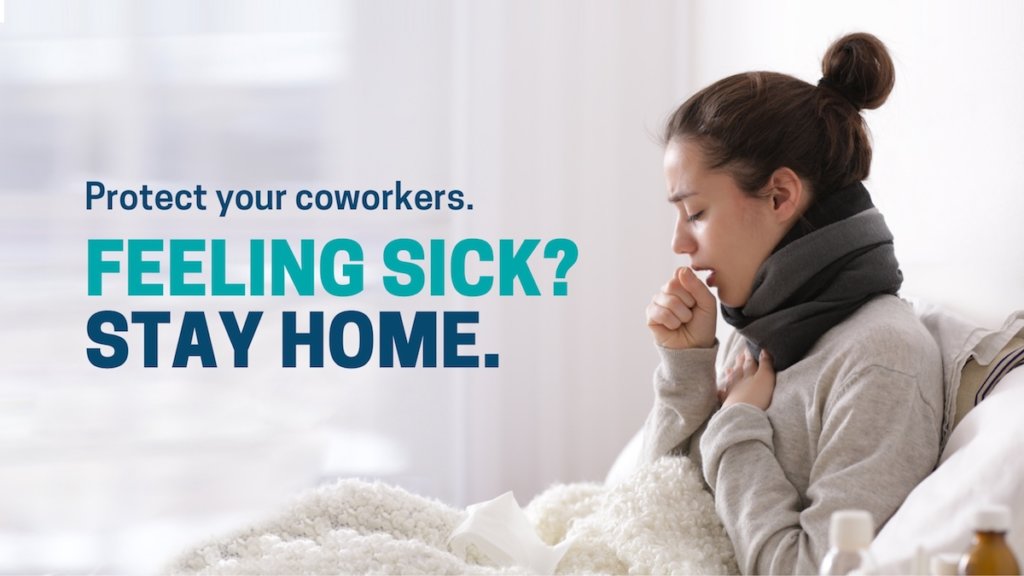 Feeling sick? Stay home to prevent coronavirus sign