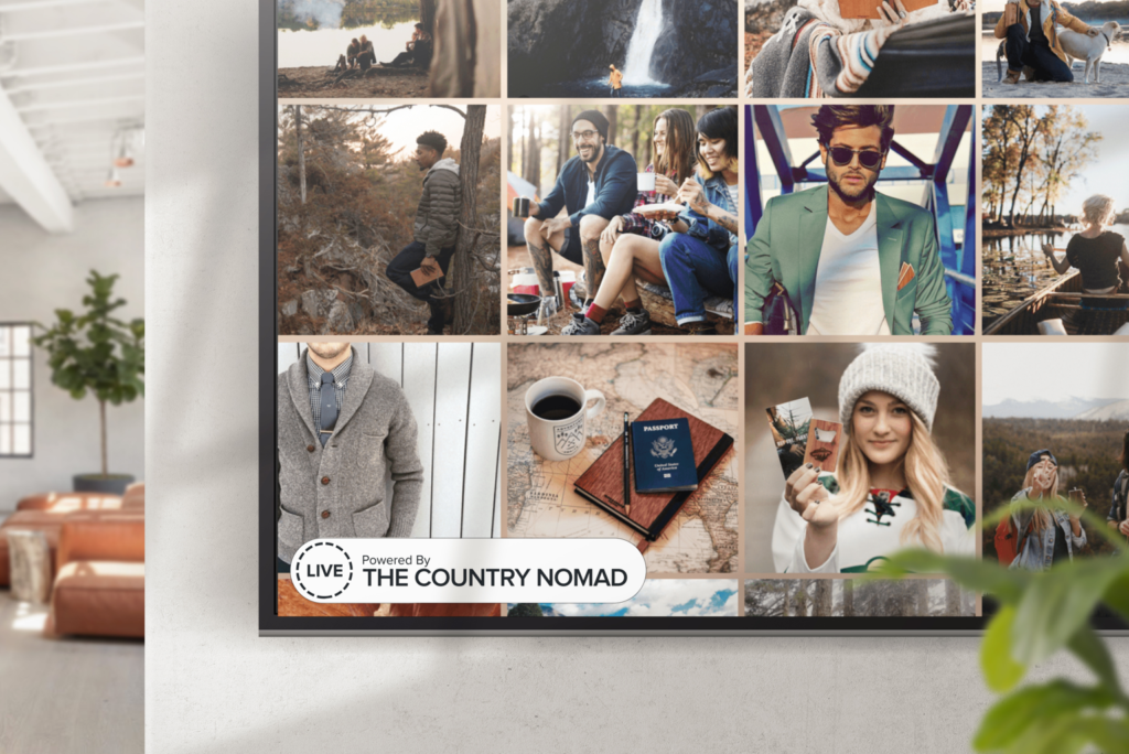 Digital screen showing example of white labeled content for The Country Nomad