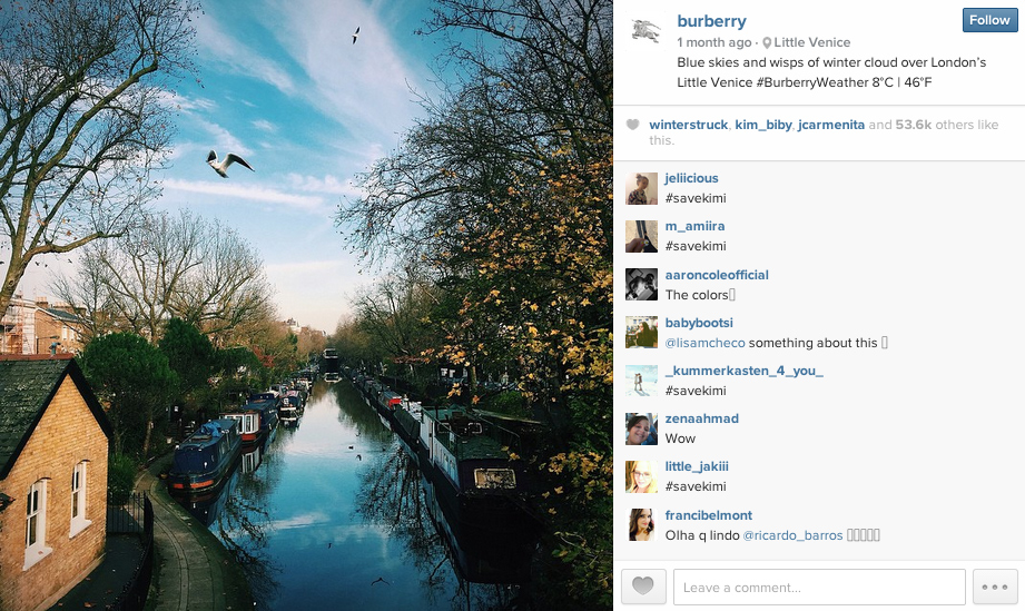 burberry social media marketing example