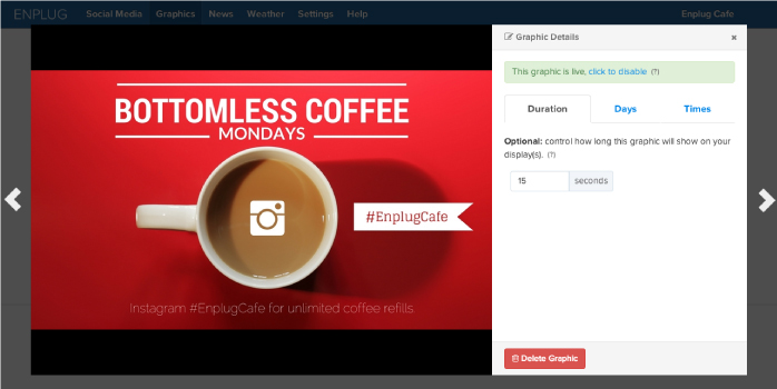 Enplug digital signage Graphics app