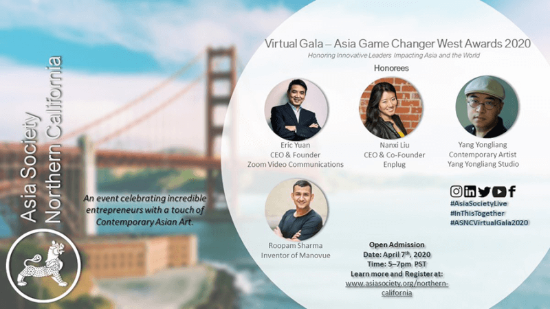 Announcement of Asia Society Northern California Game Changer Awards virtual gala