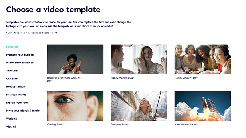 Magisto video template library