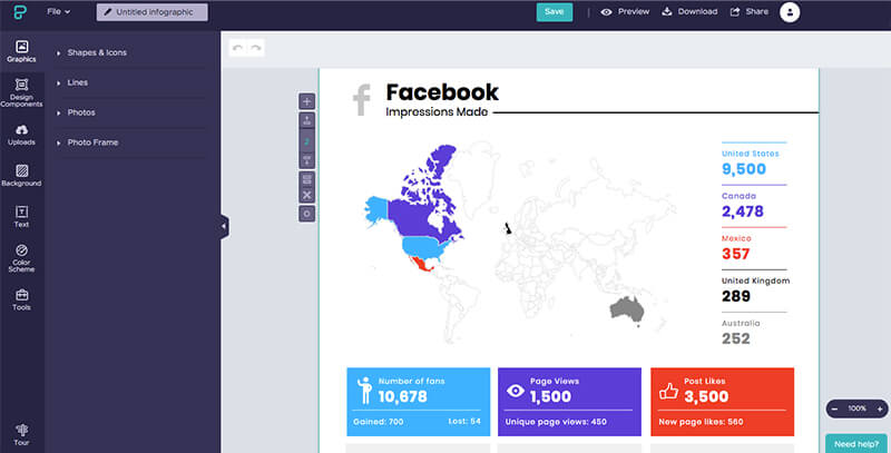 Piktochart social media infographic maker