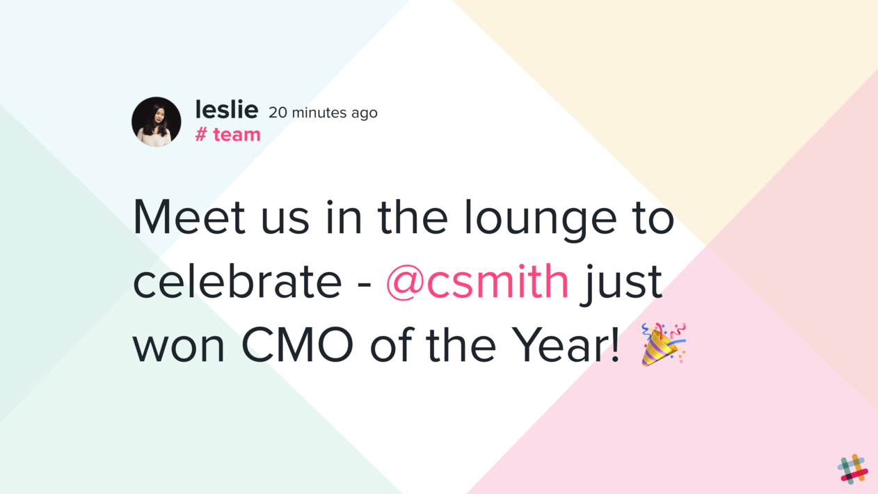 image of a slack message