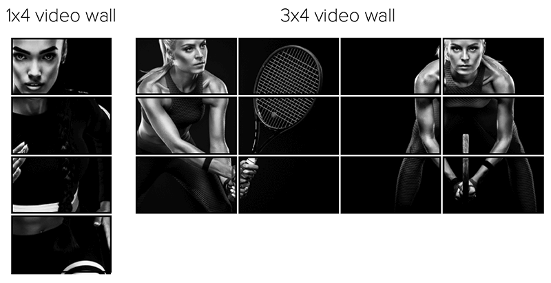 1x4 and 3x4 Video wall configurations