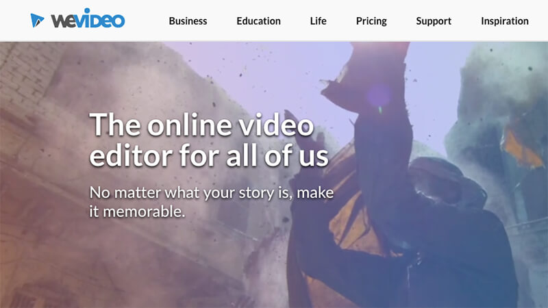 WeVideo online video editor homepage
