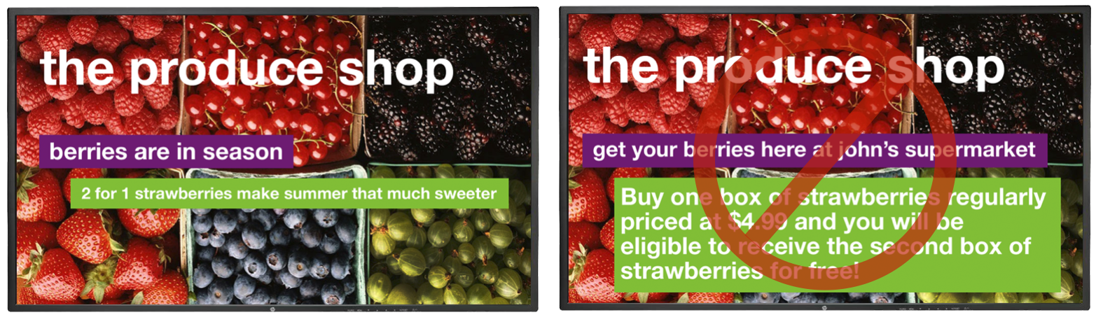 Keep text short in Digital Signage Design