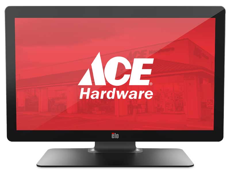 Monitor with Ace Hardware on it