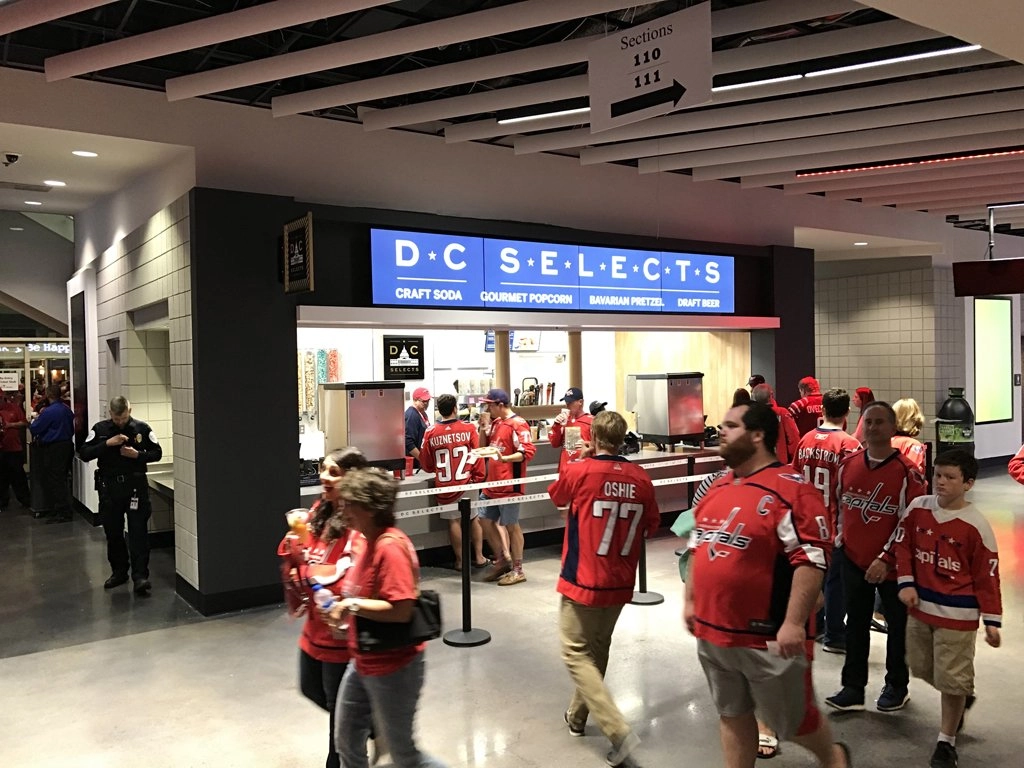 photo of concession stands with digital signage at capital one arena