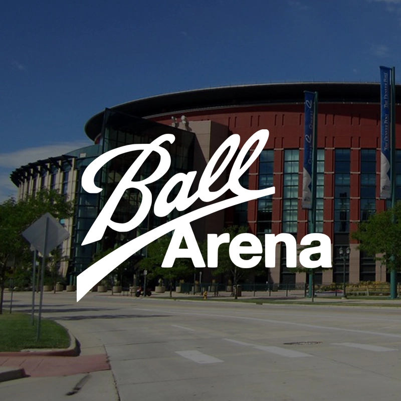 photo of ball arena with logo