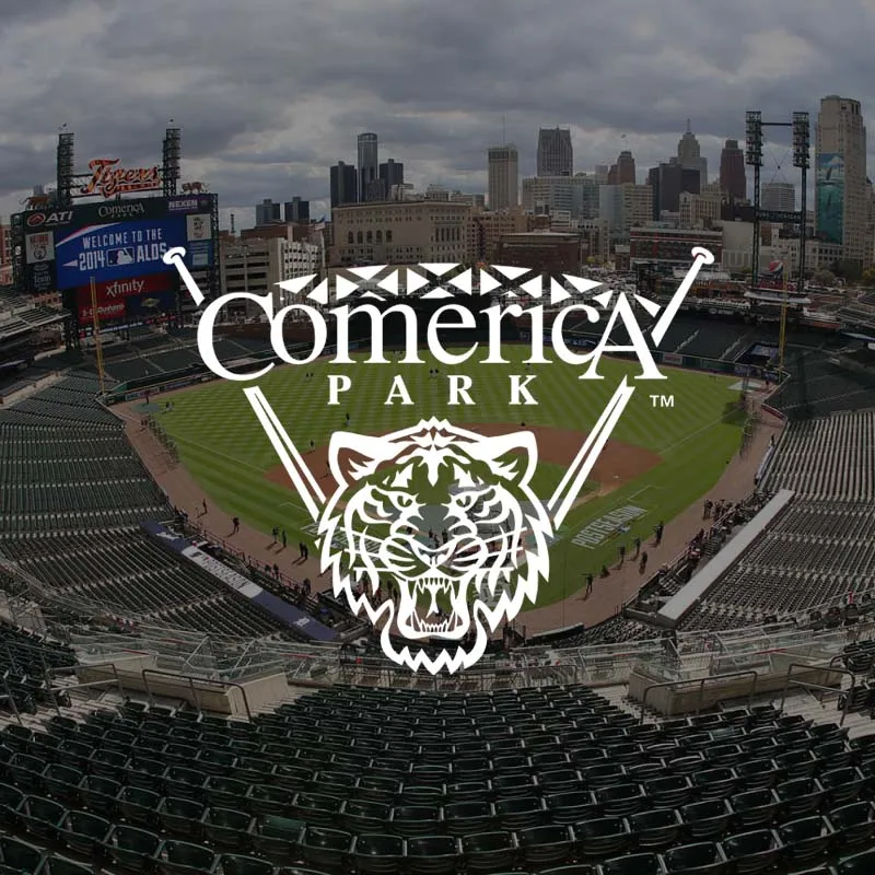 photo of comerica park with logo