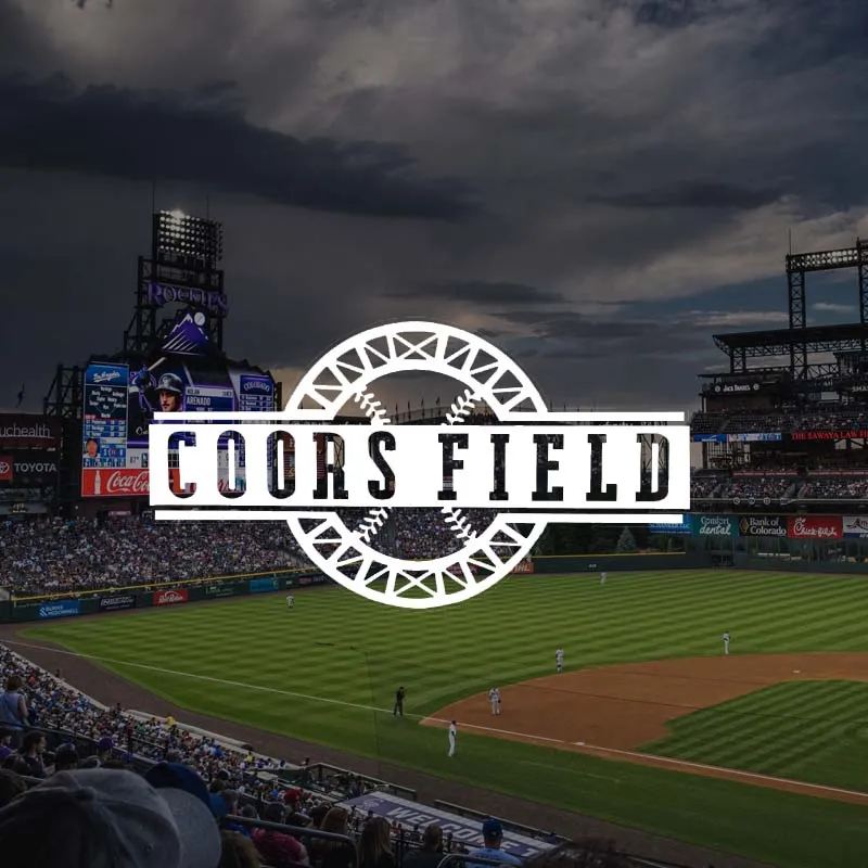 Photo of baseball stadium with Coors Field logo superimposed