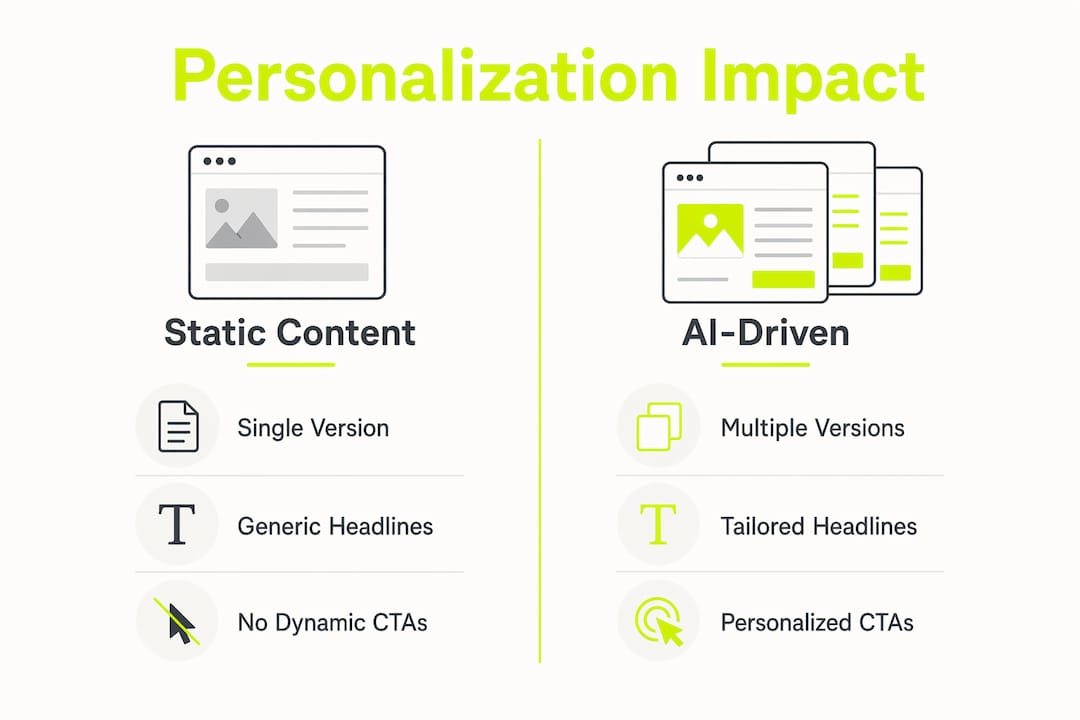 Infographic comparing AI-driven vs static content personalization