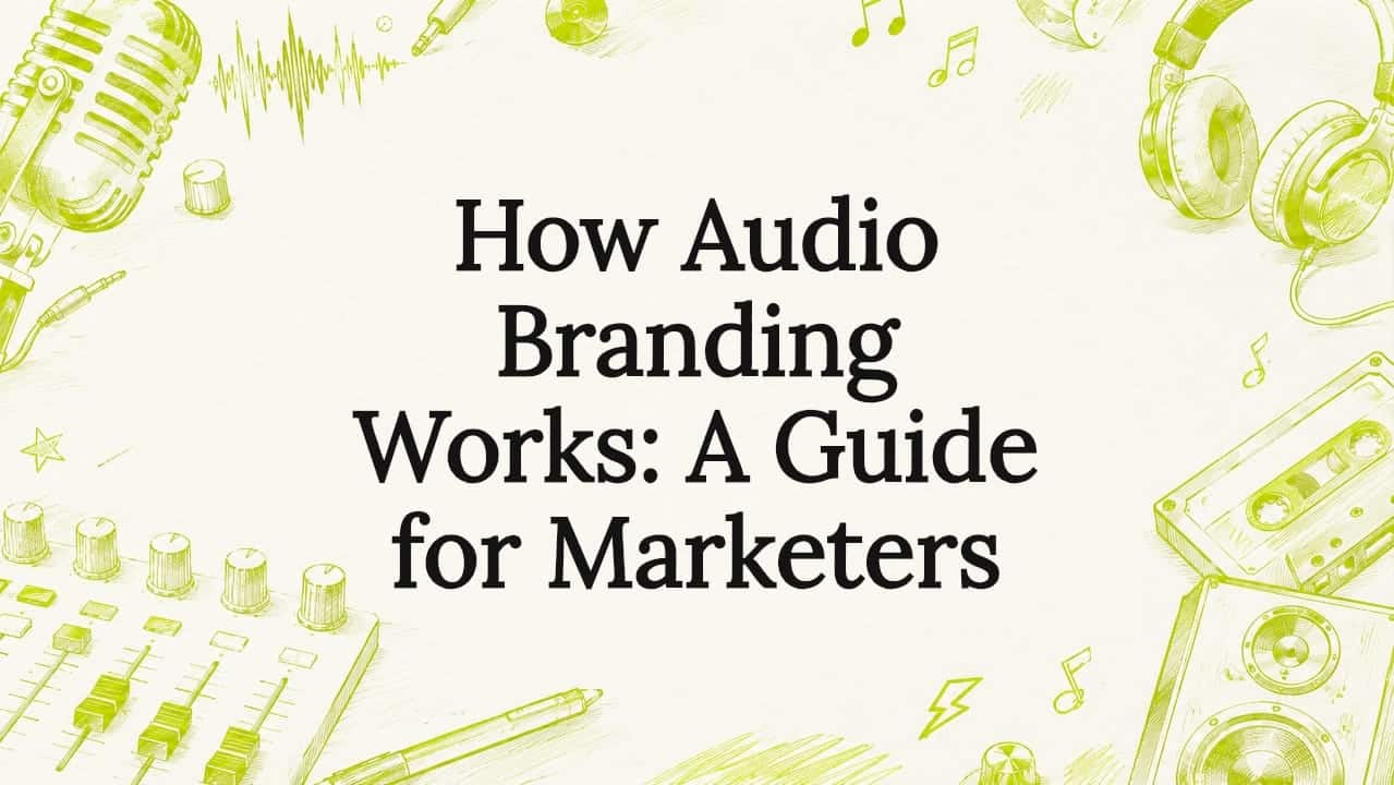 Decorative title card for audio branding article