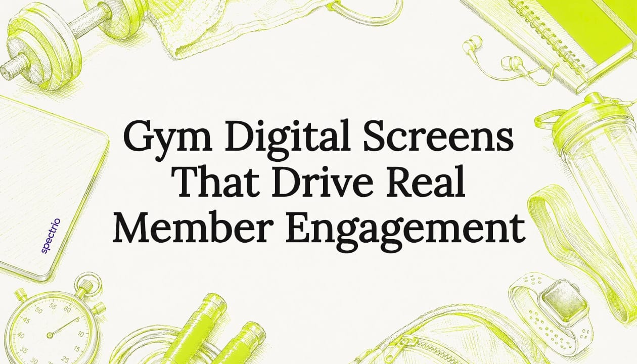 Decorative title card illustration for gym digital screens article